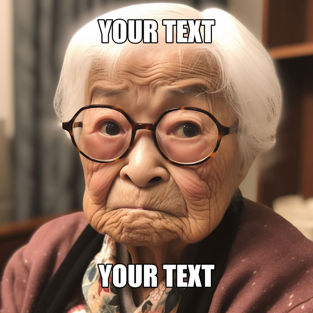 A meme template featuring a concerned-looking older woman with glasses and a serious expression.