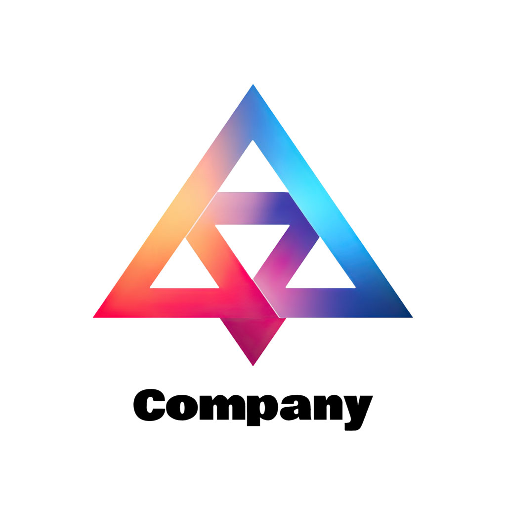 Company logo with a stylized triangle and gradient colors