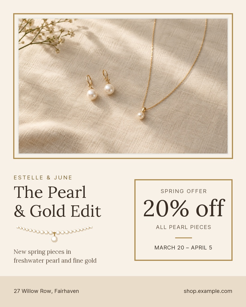 Preview for The Pearl And Gold Edit Portrait Post Template