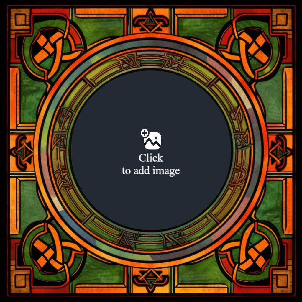 Celtic knotwork stained glass with a central circle