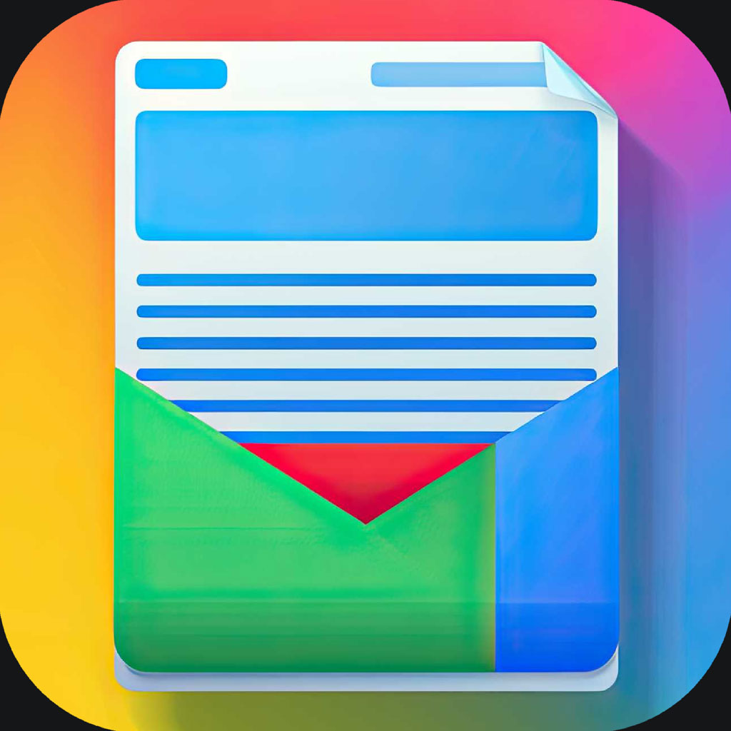 Email template icon with a colorful envelope
