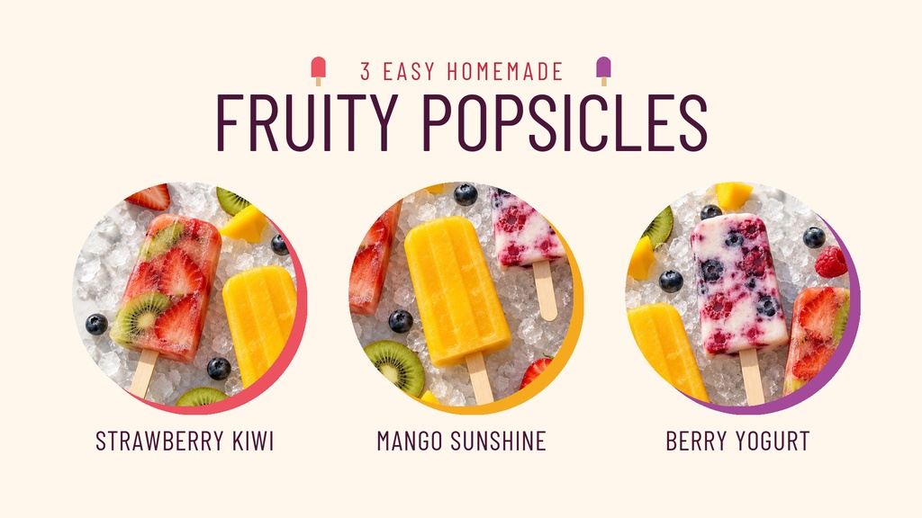 Preview for Three Fruity Homemade Popsicles Landscape Graphic Template
