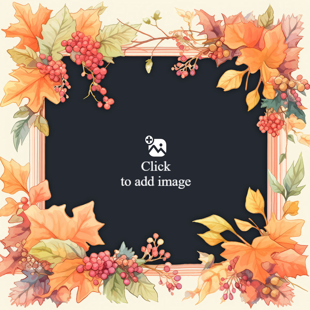 Autumn leaves and berries frame with a black center