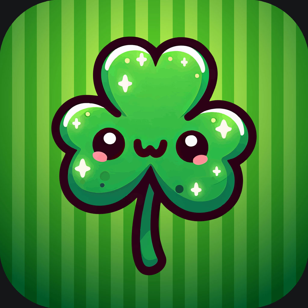 Cartoon four-leaf clover with a smiling face
