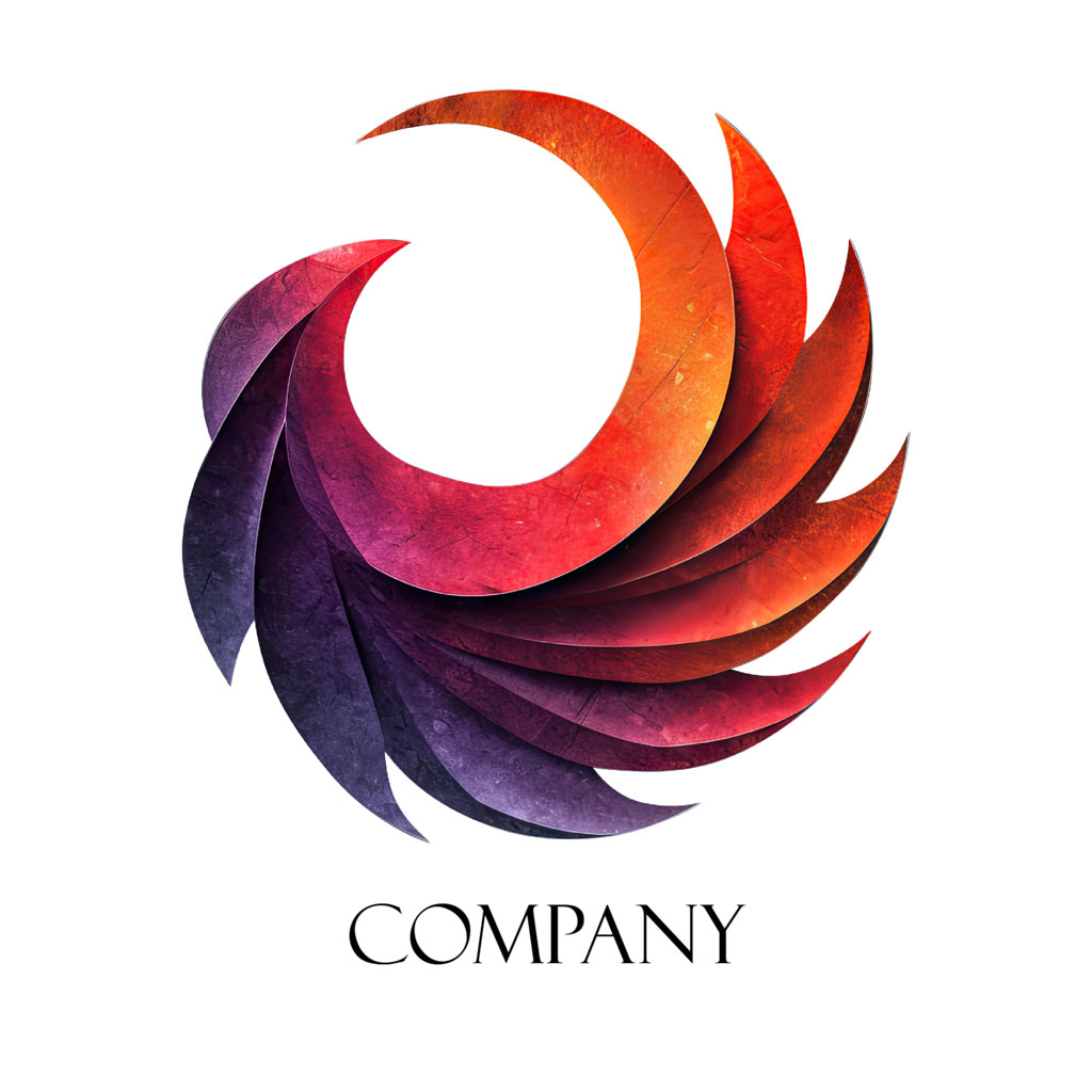 Company logo with a gradient circular design