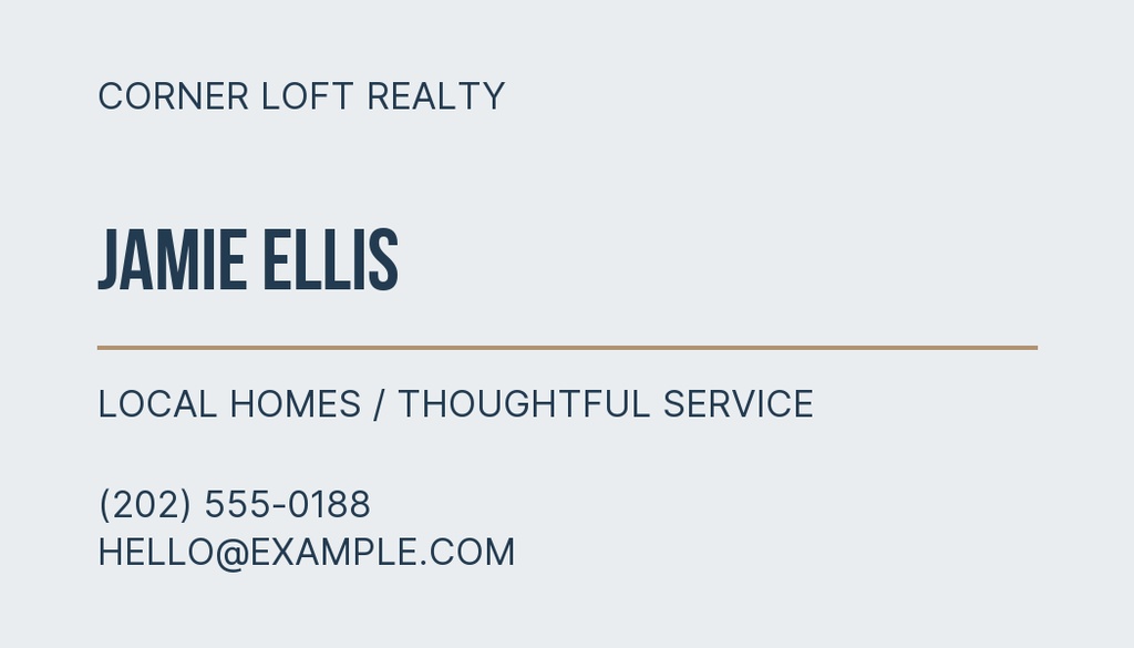 Preview for The Corner Loft Agent Contact Card Template