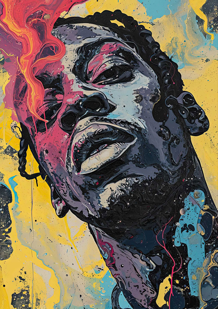 Abstract portrait of a man with colorful background