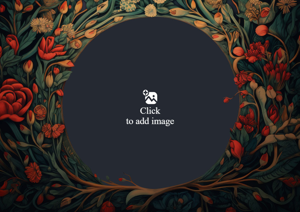 A floral frame with red and yellow flowers on a dark background