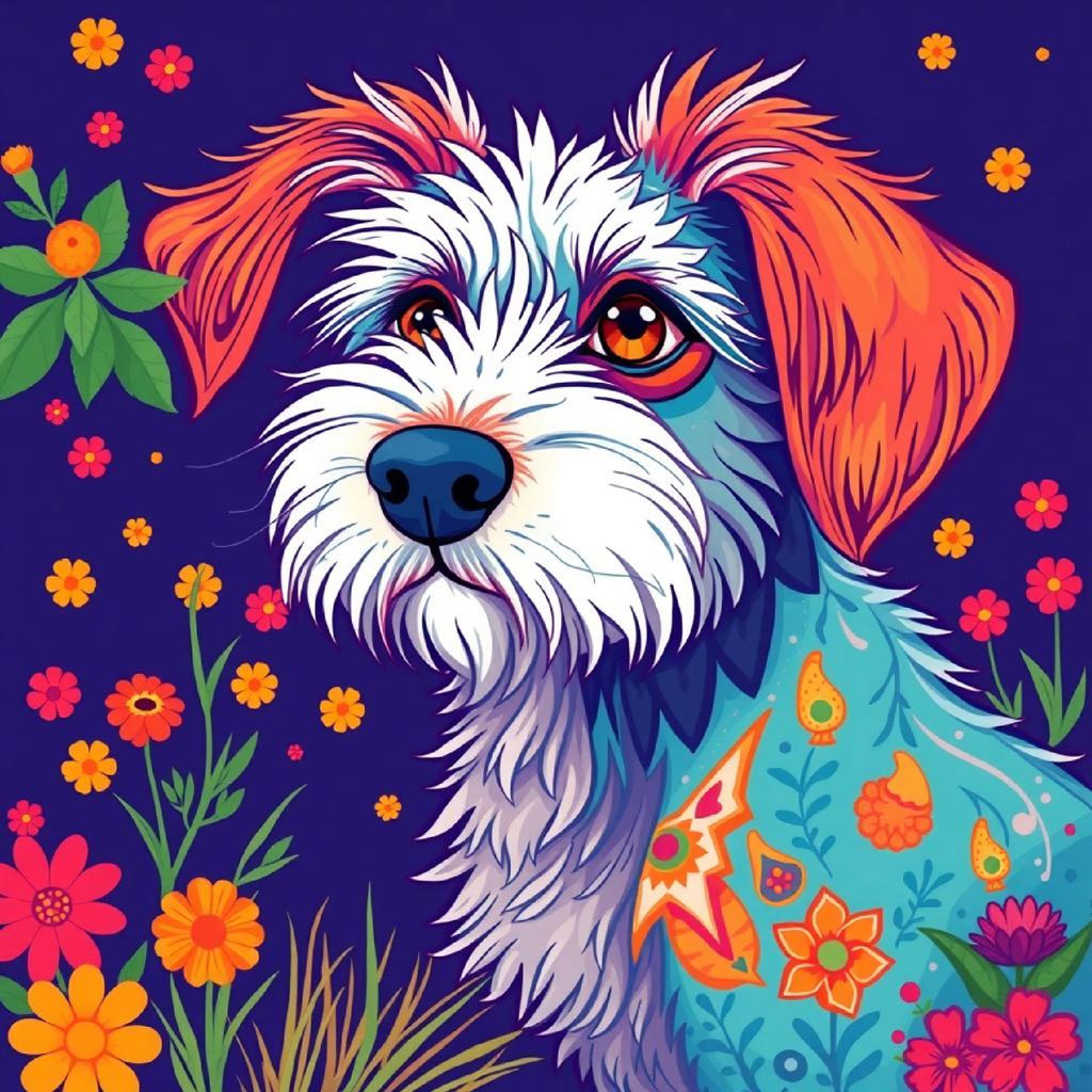 A cartoon girl sitting under a tree with a fox and giraffe near a house and a distant castle.