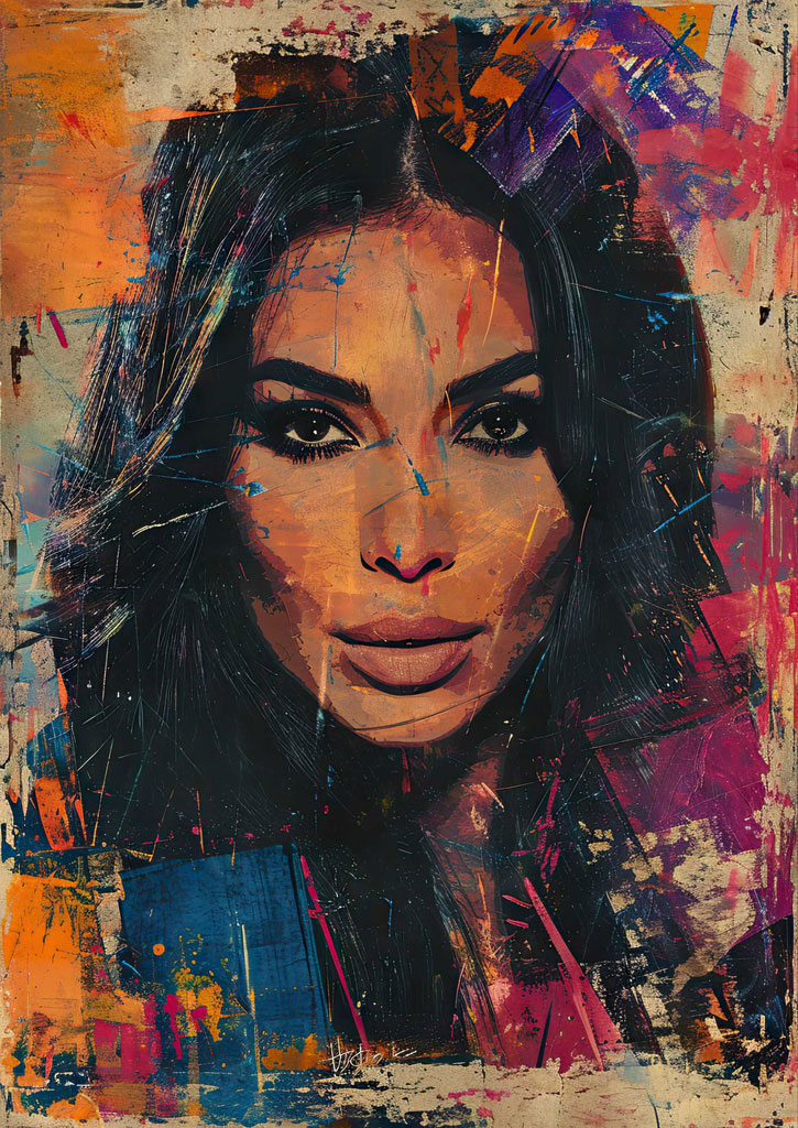 Abstract portrait of a woman with dark hair