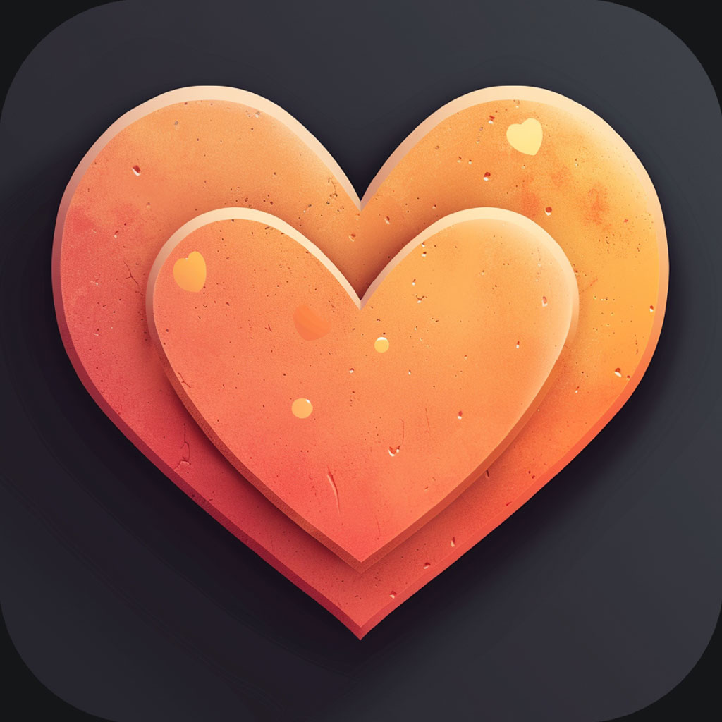 3D orange heart icon