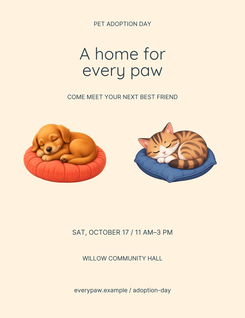 Preview for A Home For Every Paw Letter Flyer Template