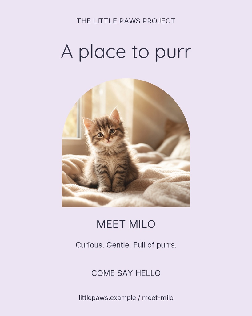 Preview for A Place To Purr Portrait Post Template
