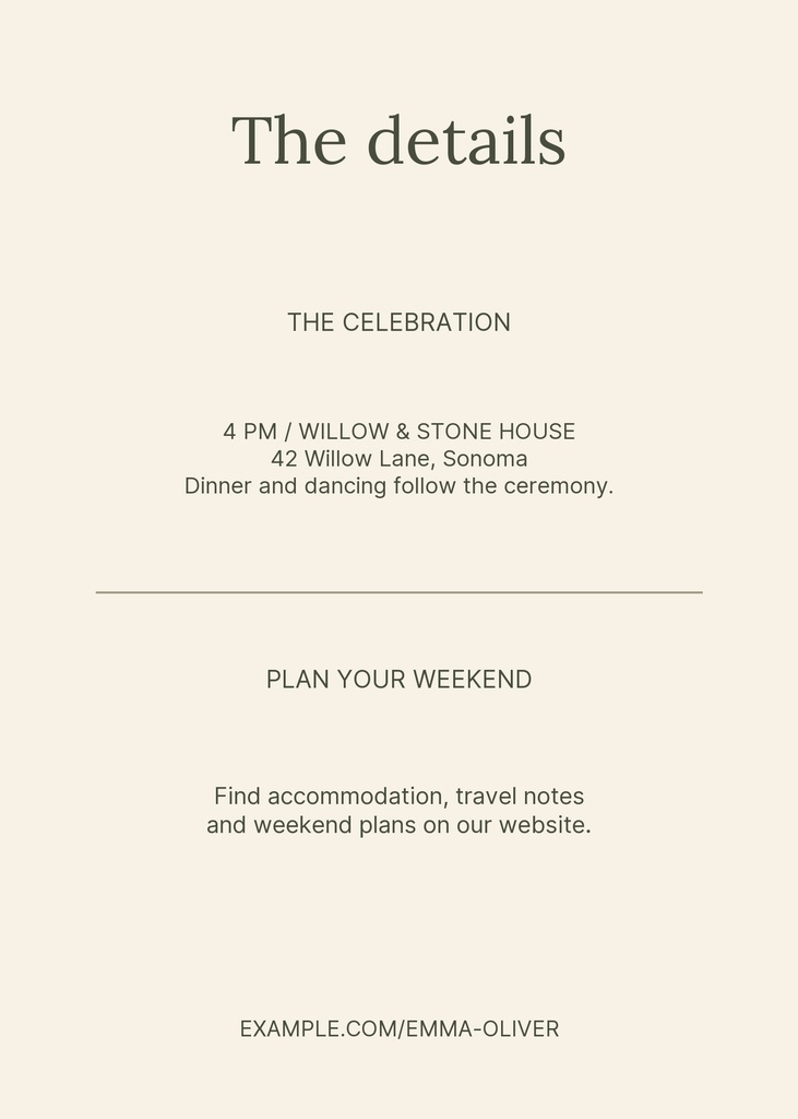 Preview for Willow And Stone Details Card Template