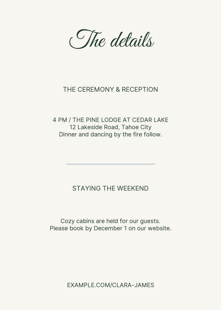 Preview for First Snow Wedding Details Card Template