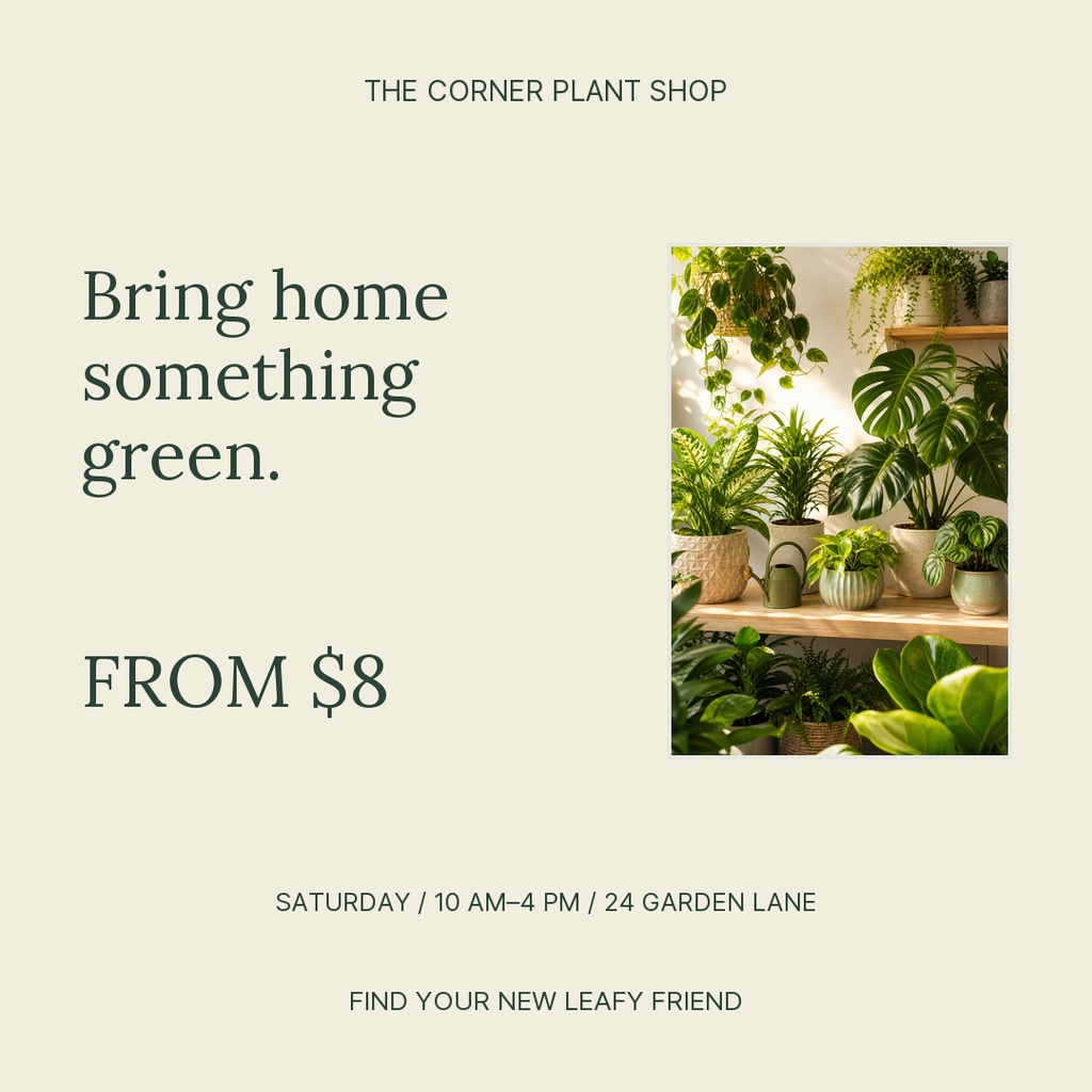 Preview for The Corner Plant Shop Square Post Template
