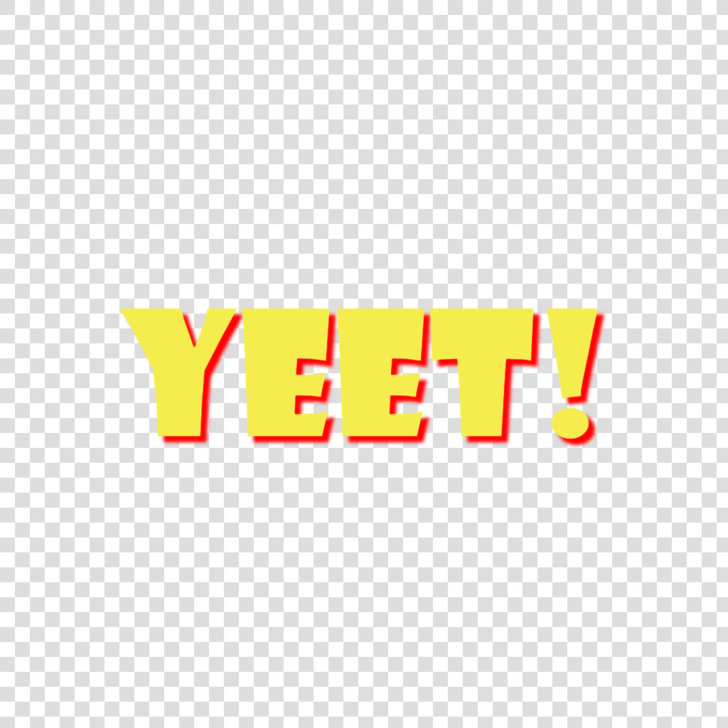 YEET! in bold yellow letters on a black background