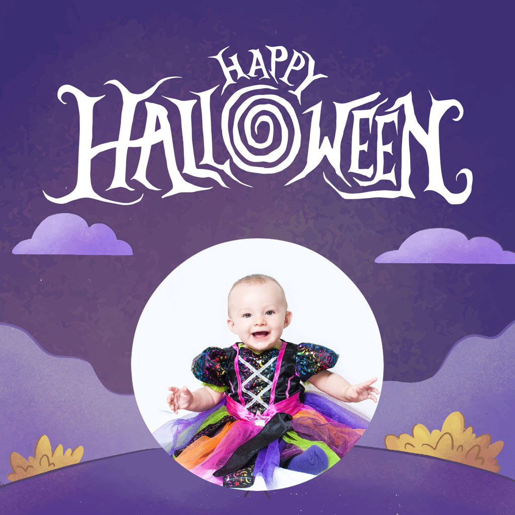 Baby in a colorful Halloween costume