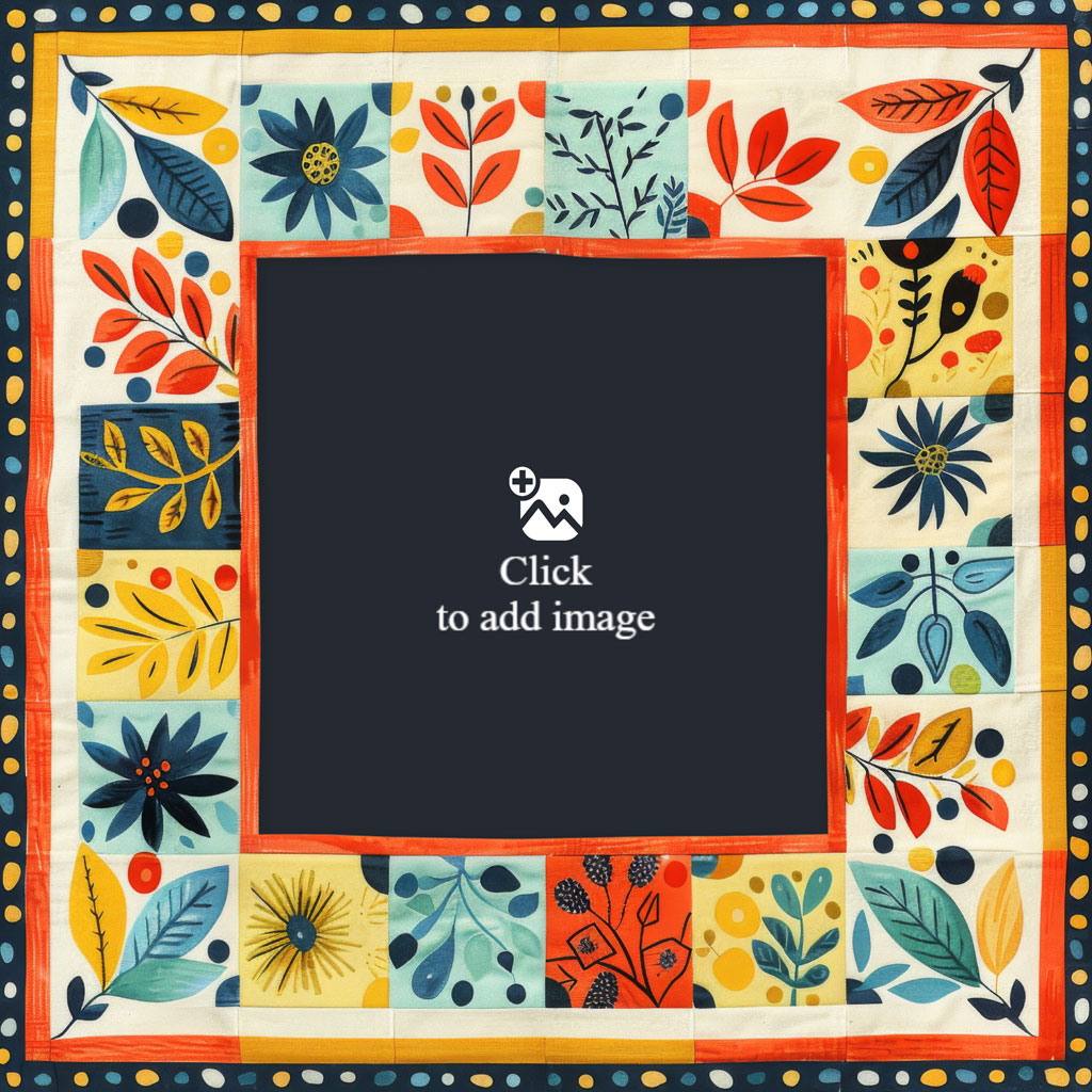 A square tile with a floral pattern and a black center.