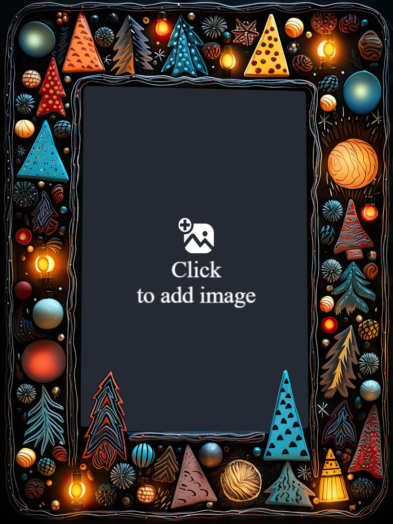 Family of four in a Christmas-themed frame