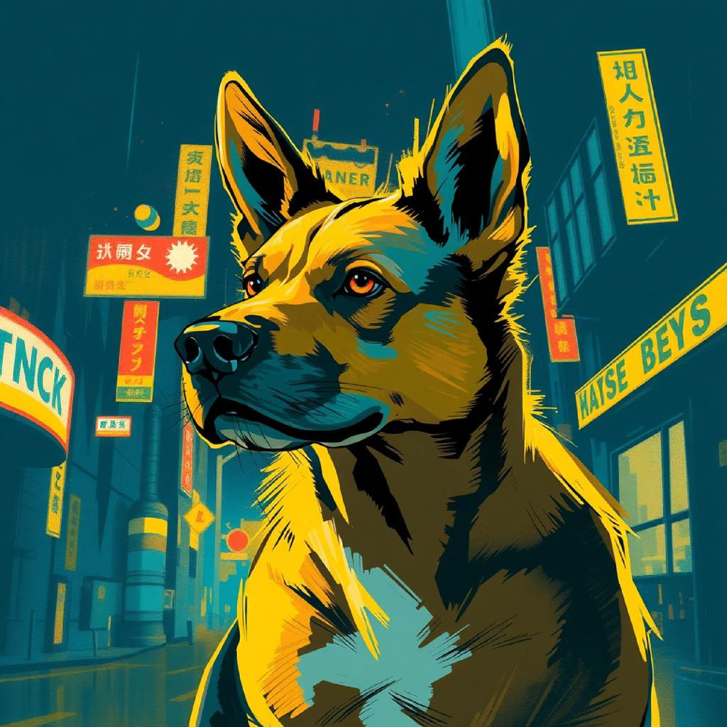 Illustration of a man in a leather jacket walking down a city street