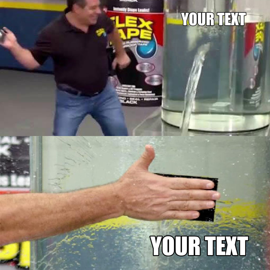 Man using Flex Tape to hold water in a container