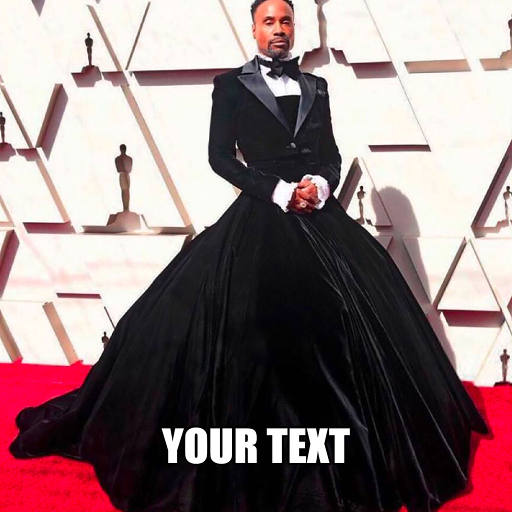 Billy Porter in a black tuxedo gown at the Oscars
