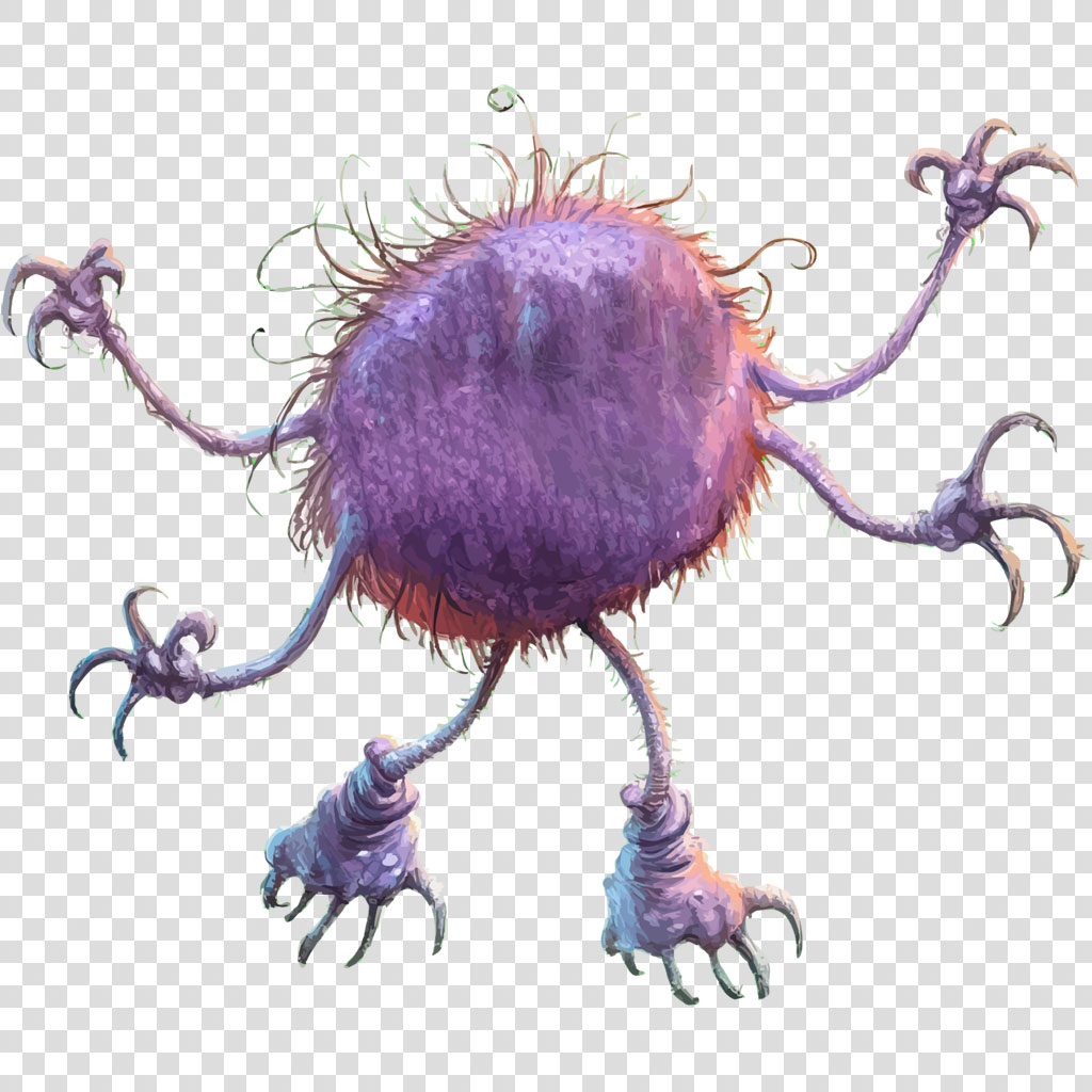 Purple fantasy creature with multiple limbs