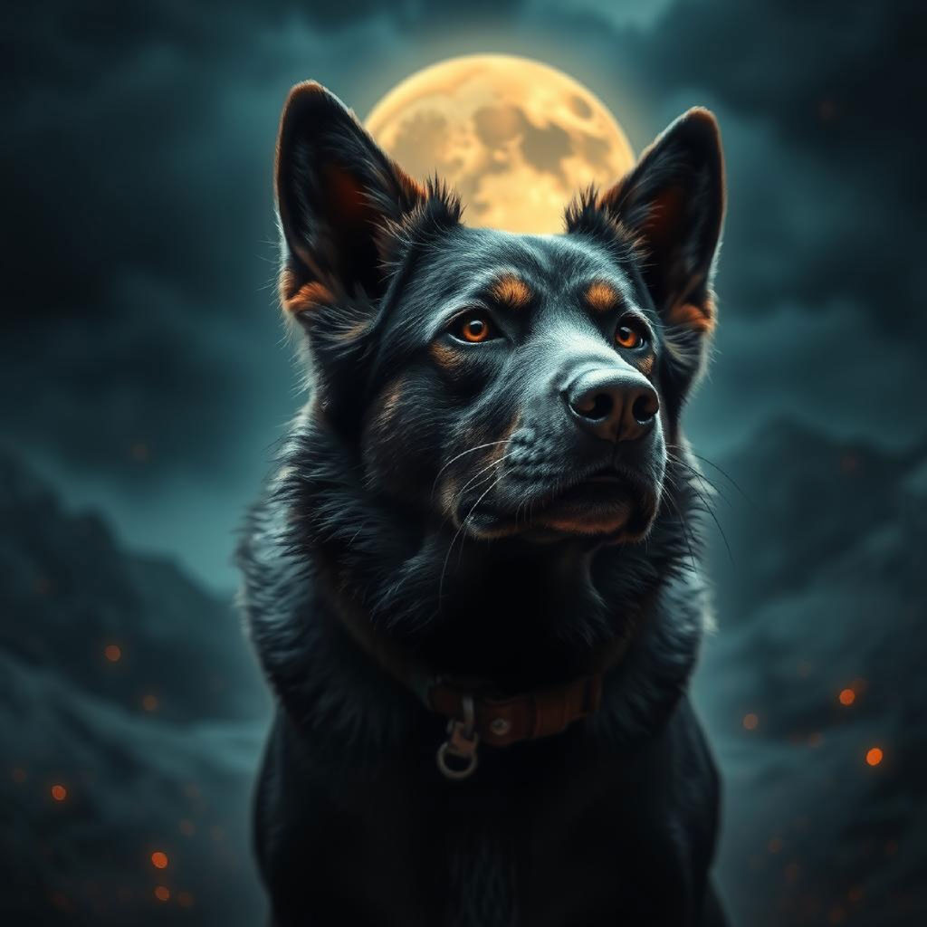 A bearded man with a fierce expression surrounded by flames