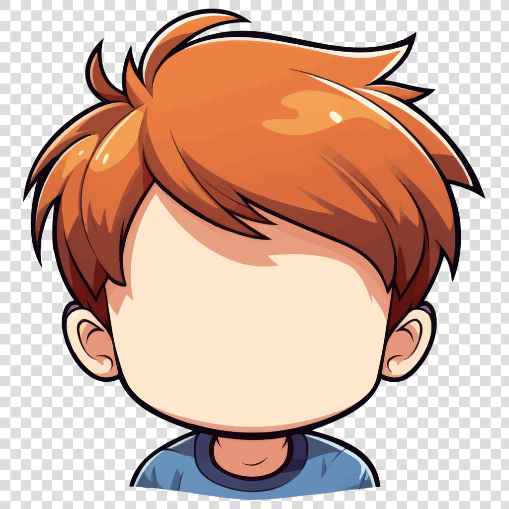 Cartoon boy with red hair and blue shirt