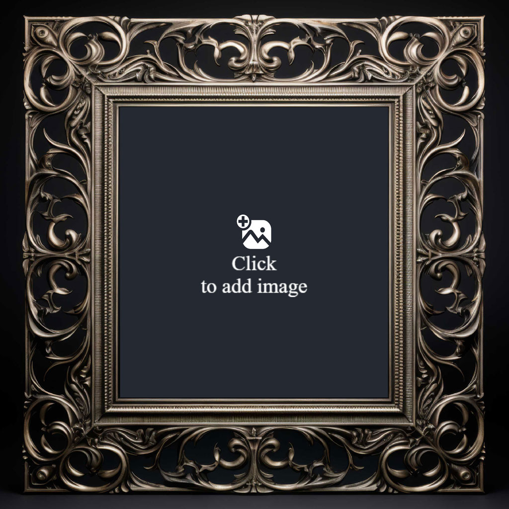 Ornate gold picture frame with a black center