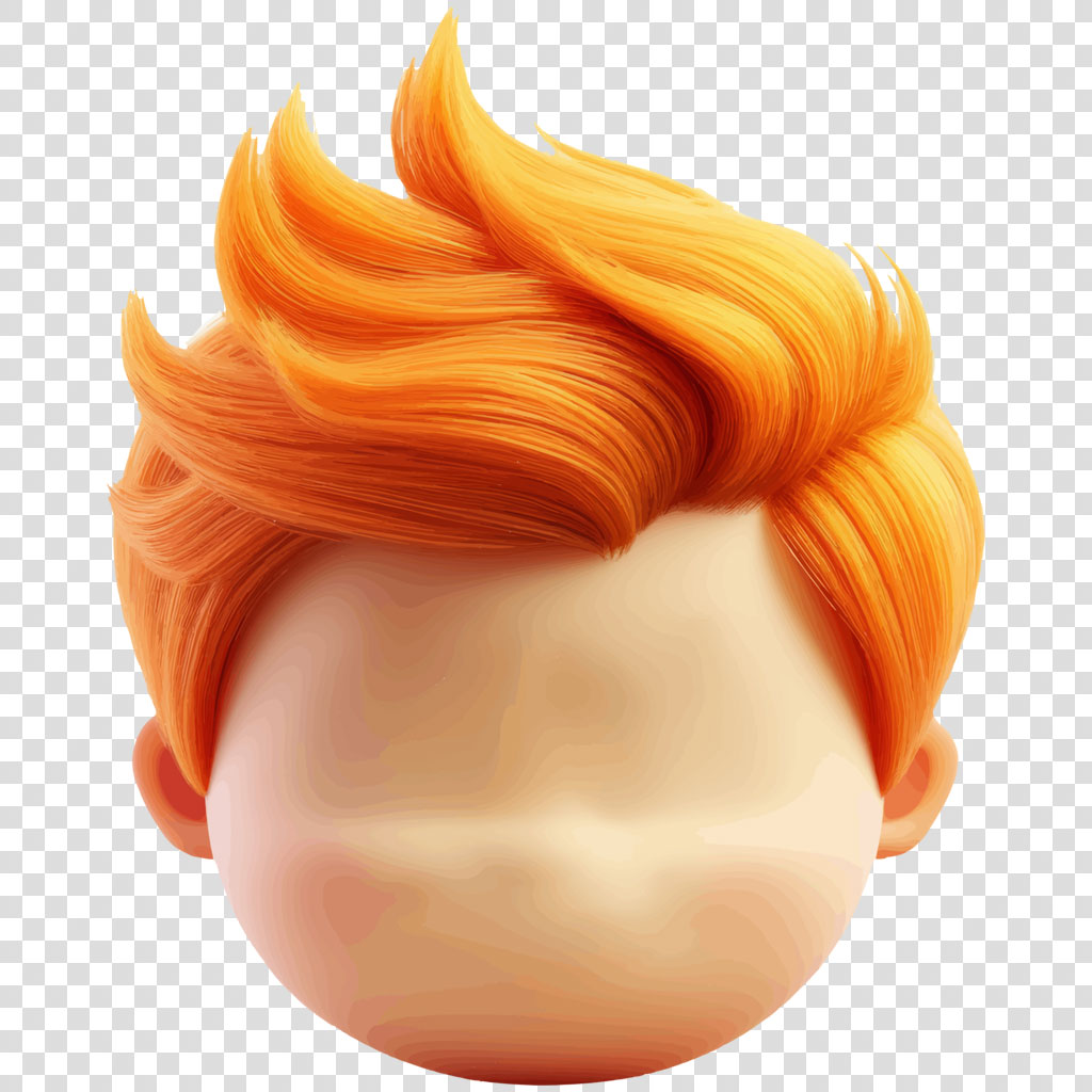 3D cartoon character head with orange hair