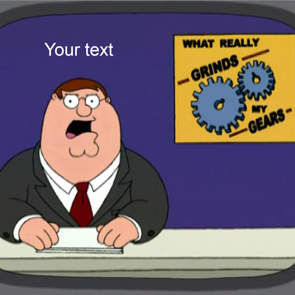 Peter Griffin at a desk with a shocked expression