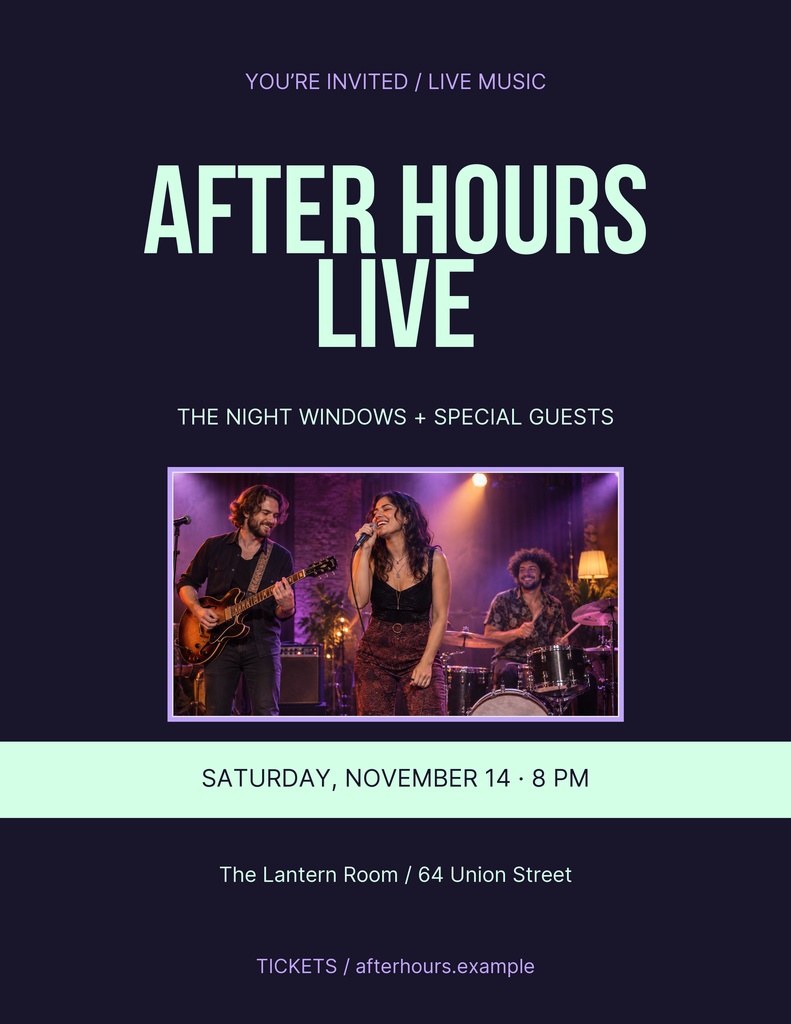 Preview for After Hours Live Letter Flyer Template
