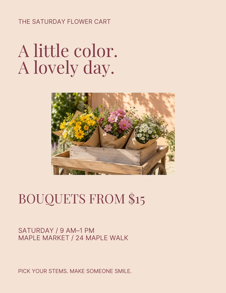 Preview for The Saturday Flower Cart Letter Flyer Template