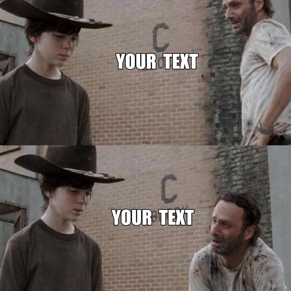 Meme template with two panels of characters from The Walking Dead