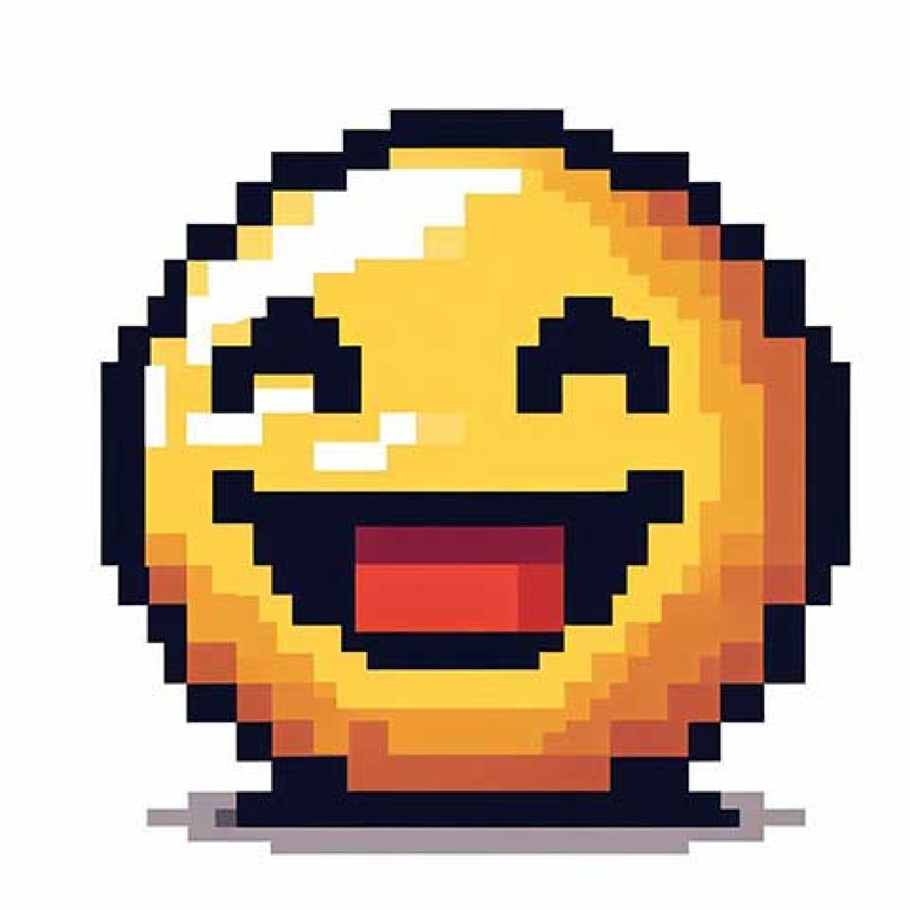 Pixelated laughing emoji