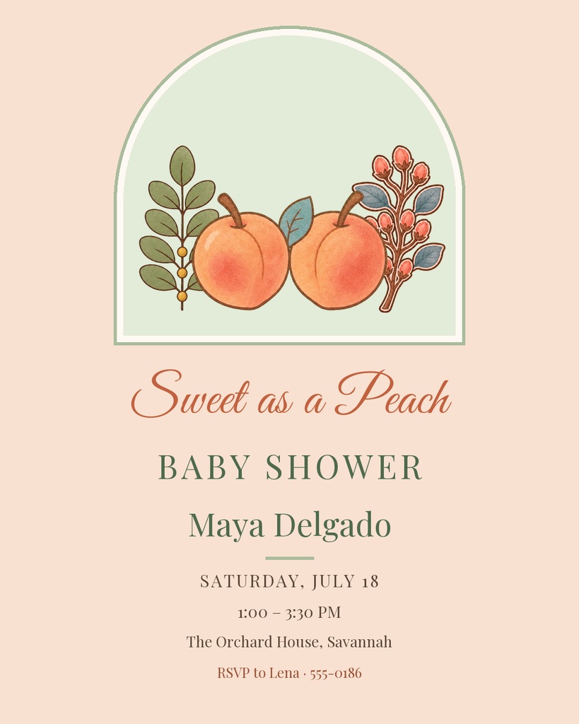 Preview for Sweet As A Peach Shower Portrait Post Template