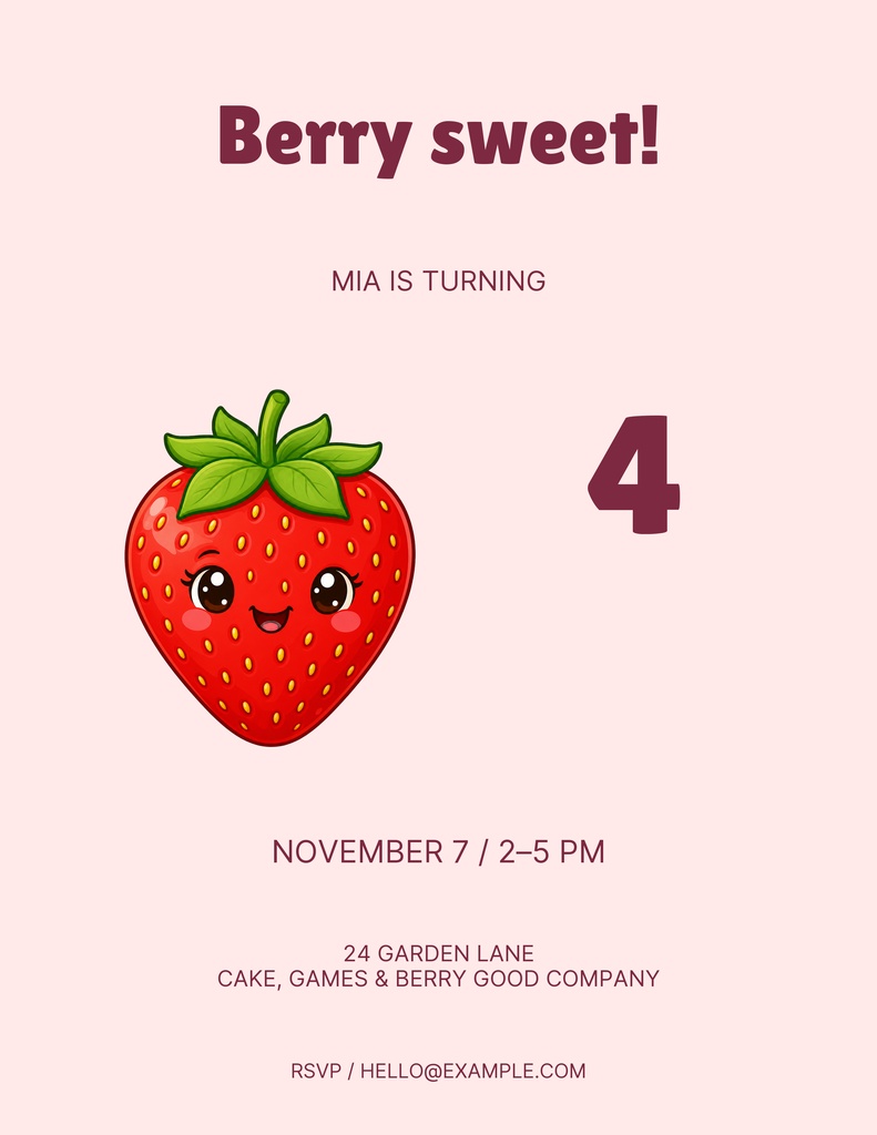 Preview for A Berry Sweet Birthday Letter Flyer Template