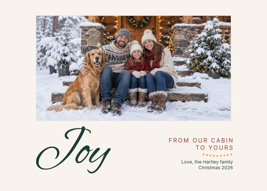 Preview for Joy From Our Cabin Landscape Greeting Template