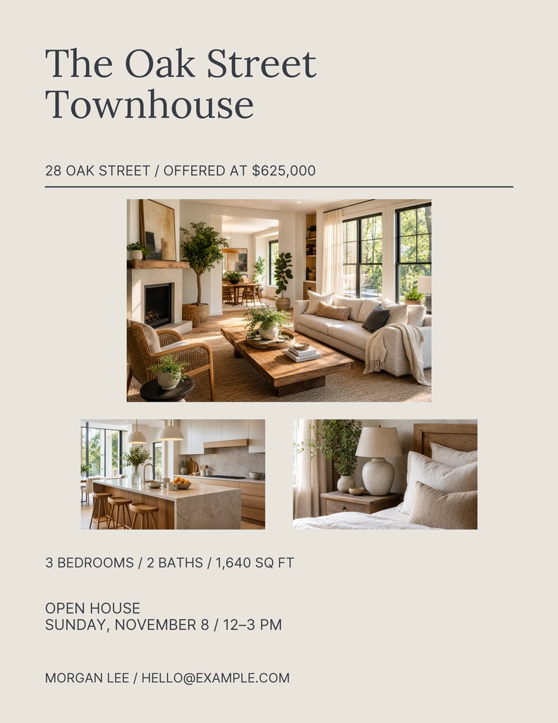 Preview for The Oak Street Townhouse Letter Flyer Template