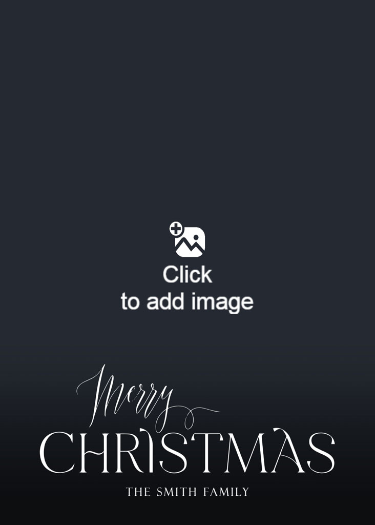 Family of four in a field with 'Merry Christmas The Smith Family' text overlay