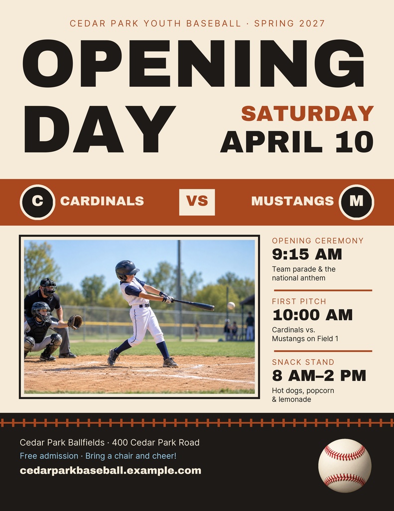 Preview for Opening Day At Cedar Park Letter Flyer Template