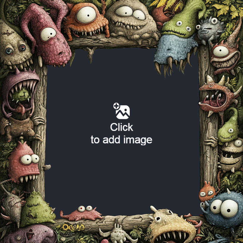 A frame made of colorful monsters and foliage