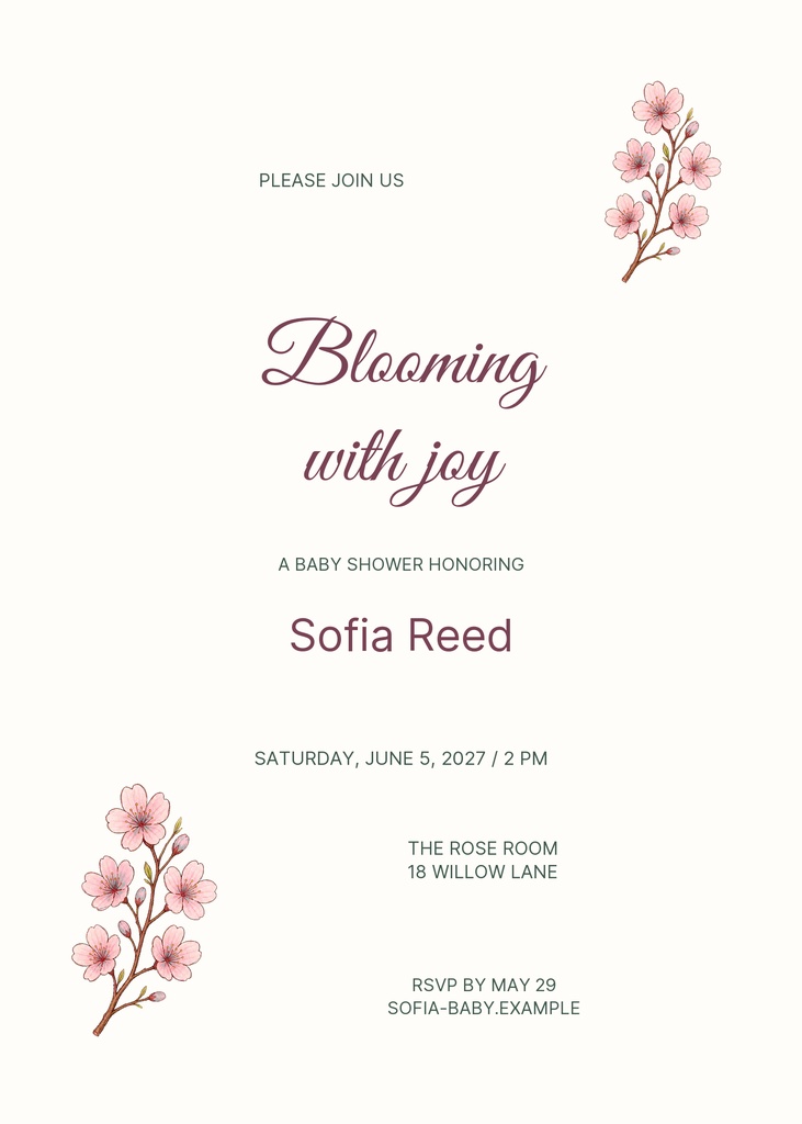 Preview for Blooming With Joy 5 × 7 Invitation Template