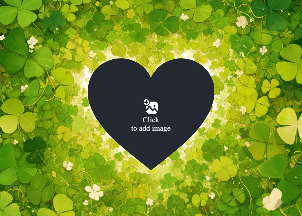 Black heart surrounded by shamrocks and flowers