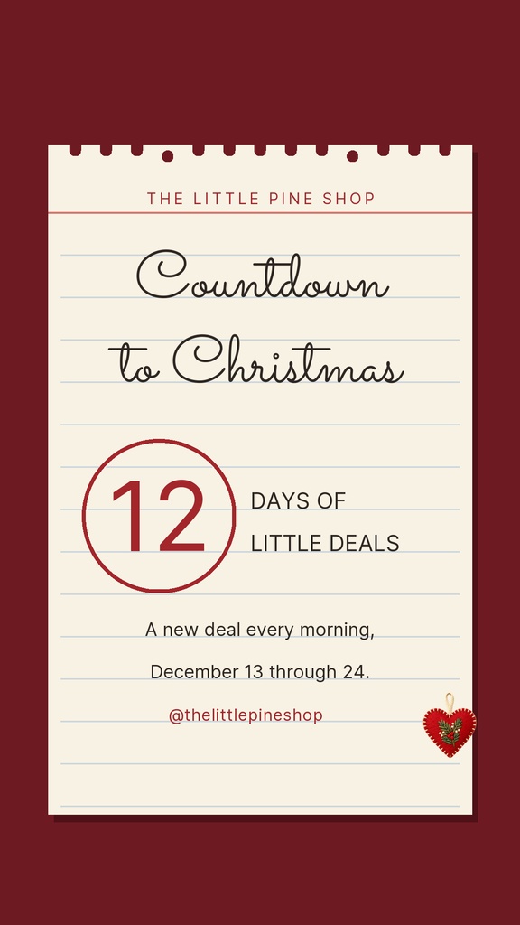 Christmas countdown Instagram story template with 12 days of little deals and holiday text.