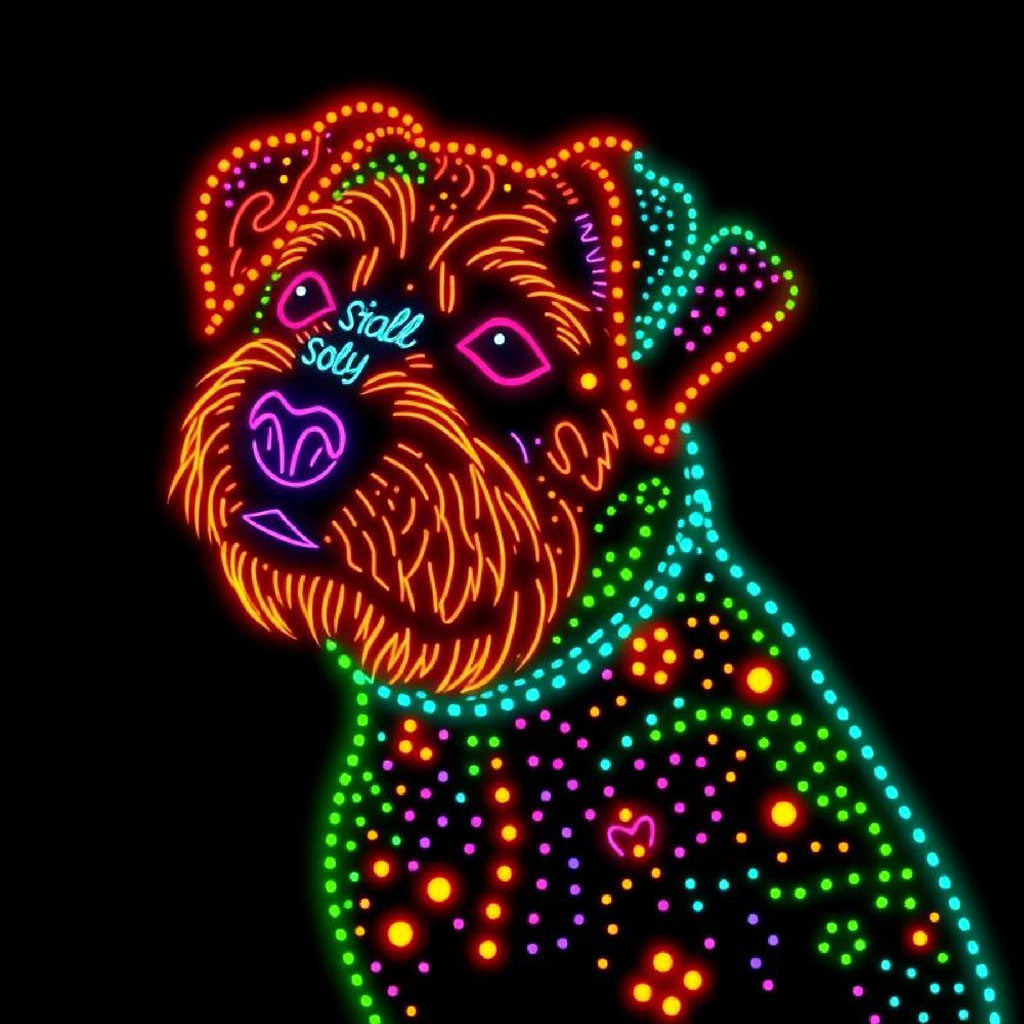 Woman's portrait with neon dots and lights