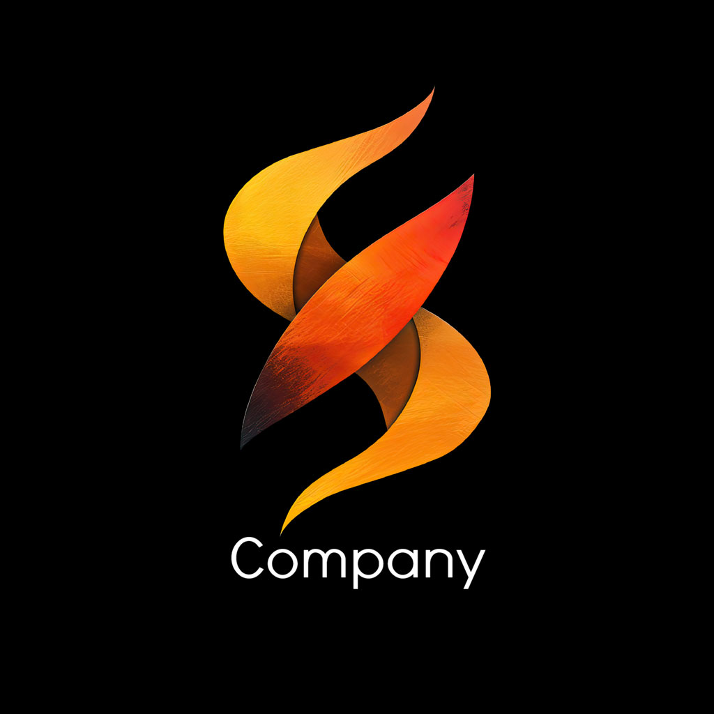 Company logo with a stylized flame-like design