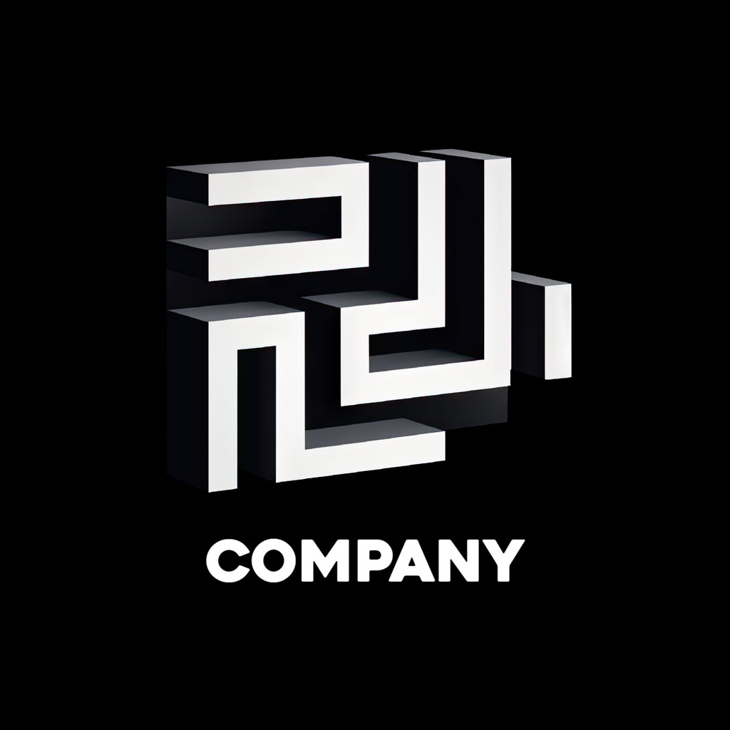 3D company logo with geometric design